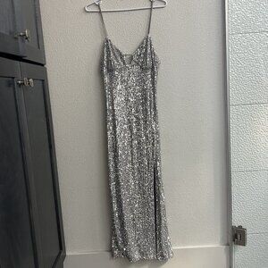 NWT Topshop Silver Sequin Dress